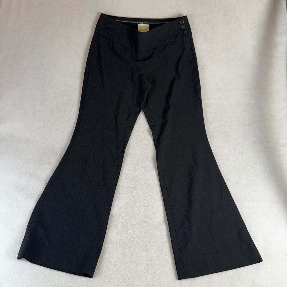 Limited Cassidy Fit Pinstripe Wool Blend Wide Leg Flare Dress office Pants 2S